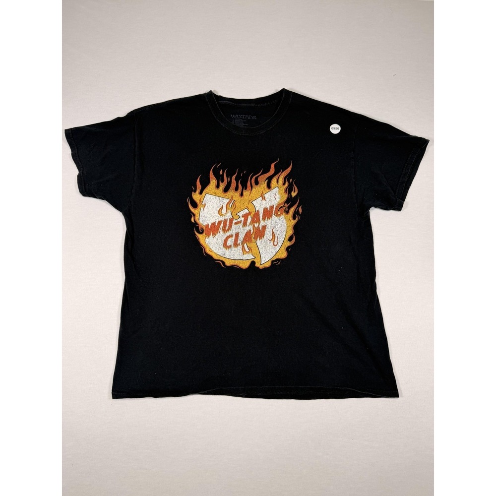 Wu-Tang Shirt‎ Mens XL Black Flaming Logo Graphic Tee Hip Hop Rap Music Band